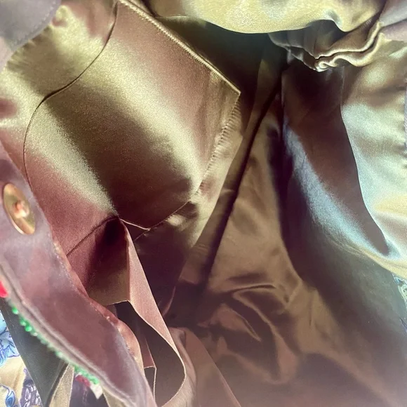 Rare Tiana NY Camo Tote Bag with Beaded stripes and ornate Bee - Picture 5 of 8